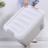 Visitor storage box 45L, wheeled handle, plastic organizing box, quilt, clothes, toy storage box, wheeled storage box details Picture